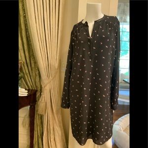 NWT Banana Republic Women’s Long Sleeve Tunic Crepe Dress - Gray w micro-print